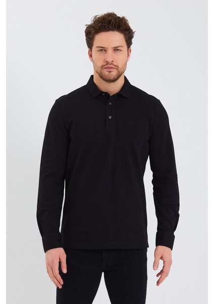 Erkek Polo Yaka Comfort Uzun Kollu Basic Vişne Tişört indirimleri