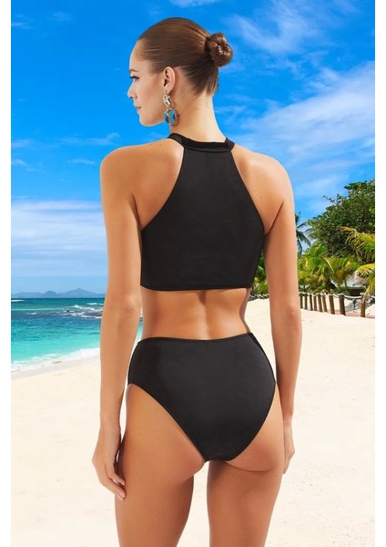 Tasarım Bikini Takımı Klora Dayanıklı Şık Detaylı Esnek Kumaş Su Sporları Için Yüksek Konfor