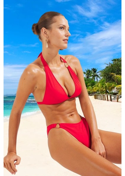 Tasarım Bikini Takımı Esnek Kumaş Plaj ve Havuz Için Şık Detaylı Uv Korumalı Klora Dayanıklı