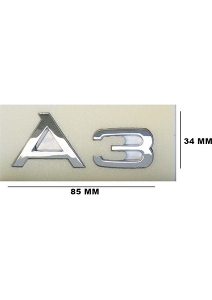 Audı A3 Uyumlu Bagaj Yazısı (85MM-34MM)