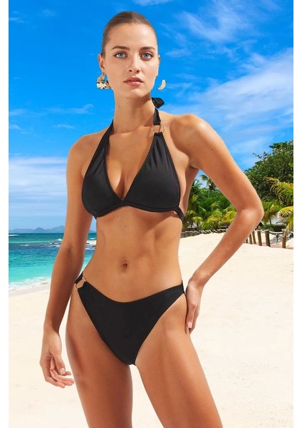 Tasarım Bikini Takımı Esnek Kumaş Plaj ve Havuz Için Şık Detaylı Uv Korumalı Klora Dayanıklı