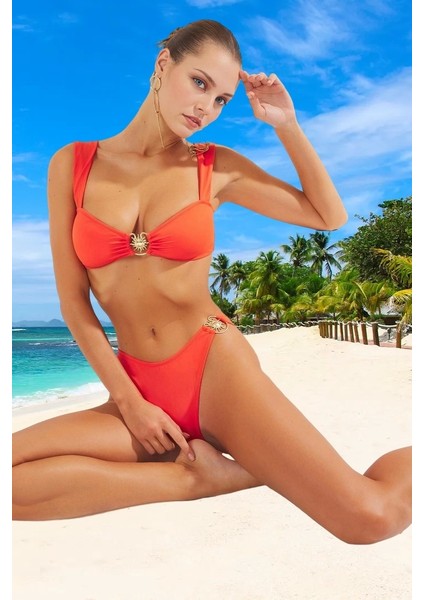 Tasarım Bikini Takımı Uv Korumalı Şık Detaylı Klora Dayanıklı Plaj ve Havuz Için