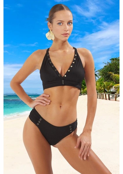 Tasarım Bikini Takımı Hızlı Kuruyan Şık Detaylı Yüksek Konfor Plaj ve Havuz Için