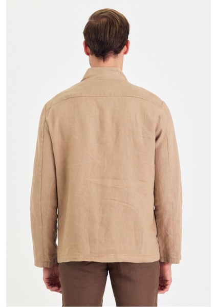 Erkek Kahverengi %100 Keten Kaşındırmaz Yazlık Çok Cepli Ceket indirimleri