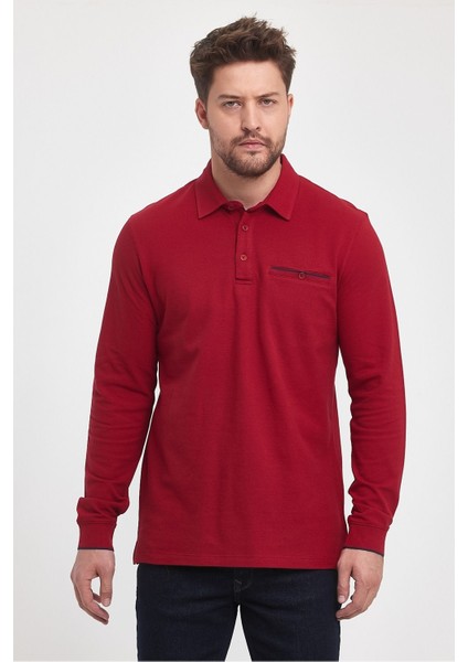 Erkek Uzun Basic Polo Yaka Cepli Düz Sarı Sweatshirt indirimleri