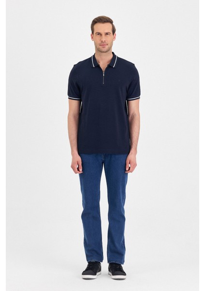 Erkek Basic Jakar Dokulu Bej Fermuarlı Polo Yaka Kıvrılmaz %100 Pamuk Slim Fit Tişört fiyatları