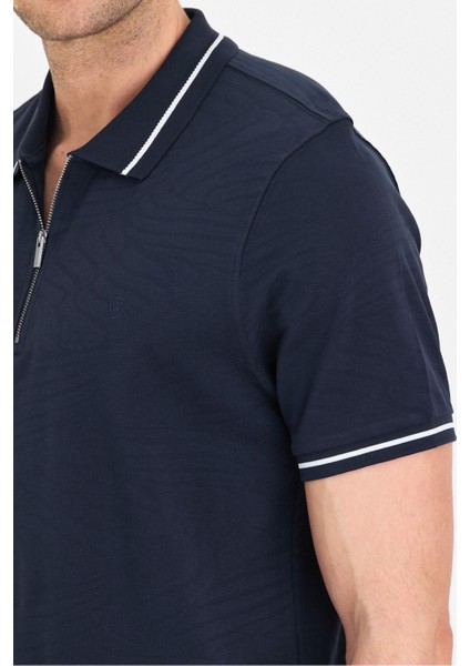 Erkek Basic Jakar Dokulu Bej Fermuarlı Polo Yaka Kıvrılmaz %100 Pamuk Slim Fit Tişört modelleri