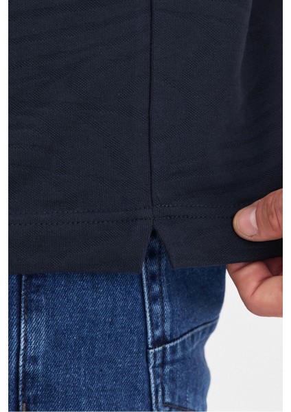 Erkek Basic Jakar Dokulu Bej Fermuarlı Polo Yaka Kıvrılmaz %100 Pamuk Slim Fit Tişört fırsatları