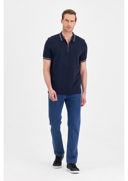 Erkek Basic Jakar Dokulu Bej Fermuarlı Polo Yaka Kıvrılmaz %100 Pamuk Slim Fit Tişört indirimleri