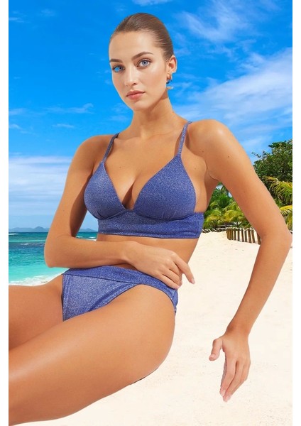 Simli Tasarım Bikini Takımı Ergonomik Kesim Su Sporları Için Esnek Kumaş Klora Dayanıklı