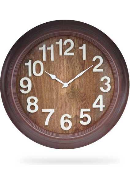 Premium Serisi Modern Tasarım 75 cm Ev ve Ofis Duvar Saati Rakamlı Kahverengi