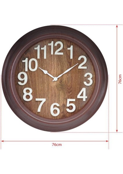 Premium Serisi Modern Tasarım 75 cm Ev ve Ofis Duvar Saati Rakamlı Kahverengi
