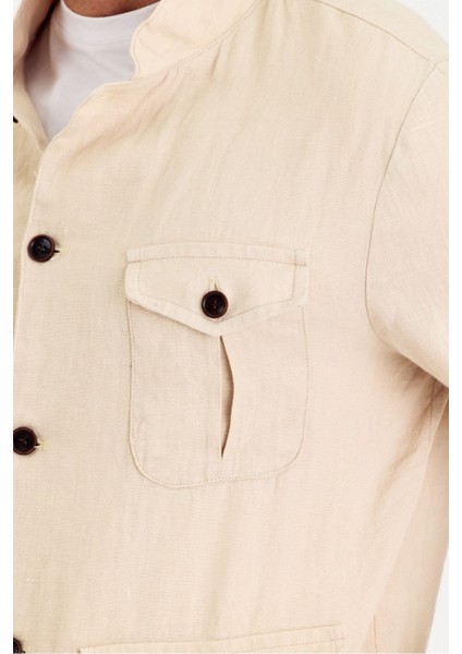 Erkek Kahverengi %100 Keten Kaşındırmaz Yazlık Çok Cepli Ceket modelleri