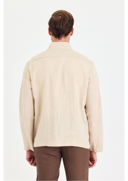 Erkek Kahverengi %100 Keten Kaşındırmaz Yazlık Çok Cepli Ceket fırsatları