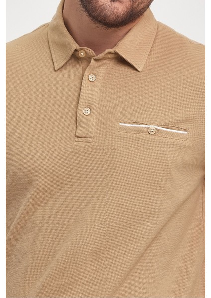 Erkek Uzun Basic Polo Yaka Cepli Düz Sarı Sweatshirt fiyatları