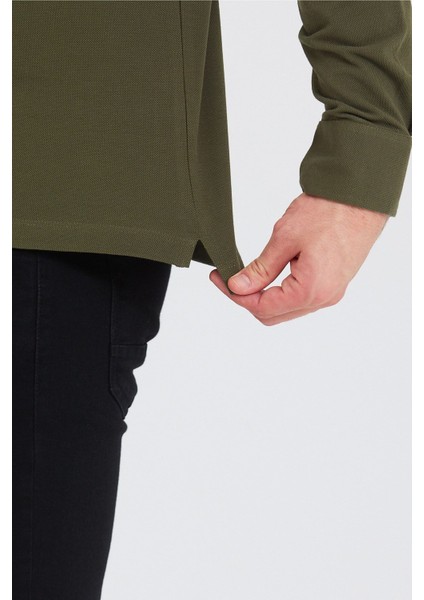 Erkek Polo Yaka Comfort Uzun Kollu Basic Vişne Tişört modelleri