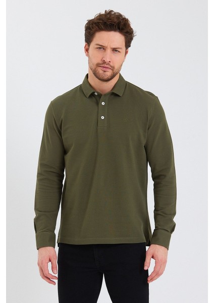 Erkek Polo Yaka Comfort Uzun Kollu Basic Vişne Tişört indirimleri