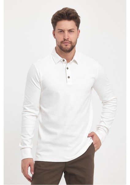 Erkek Basic Uzun Polo Yaka Bol Siyah Siyah Sweatshirt