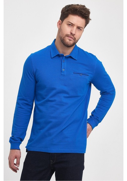 Erkek Uzun Basic Polo Yaka Cepli Düz Sarı Sweatshirt fırsatları