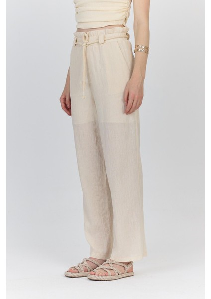 Natural %100 Pamuk Astarlı Yüksek Bel Bağlamalı Kemer Detaylı PANTOLON6941 modelleri