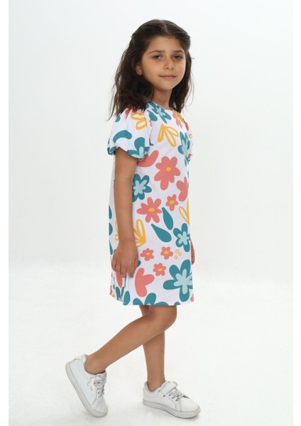 Kız Çocuk Komple Çiçek Baskılı Elbise fiyatları