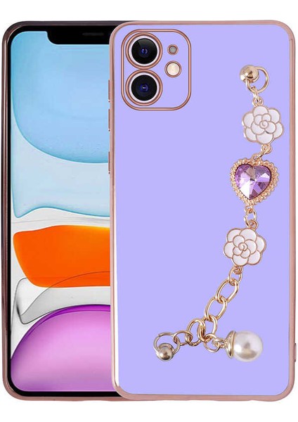 iPhone 11 Uyumlu El Tutamaçlı Kamera Korumalı F10T Taka Silikon Kapak-Pembe modelleri