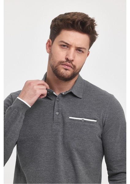 Erkek Uzun Basic Polo Yaka Cepli Düz Sarı Sweatshirt fiyatları