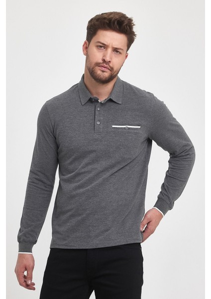 Erkek Uzun Basic Polo Yaka Cepli Düz Sarı Sweatshirt modelleri