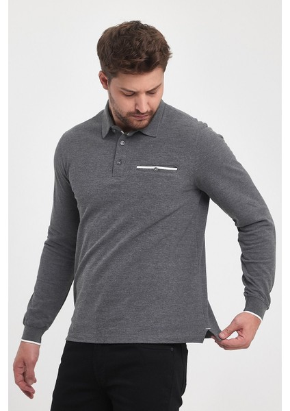 Erkek Uzun Basic Polo Yaka Cepli Düz Sarı Sweatshirt indirimleri