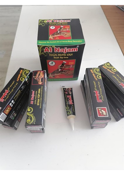 Al Najam Siyah 12 Tüp Hint Kınası Toptan Fiyatına Şablon Hediyeli