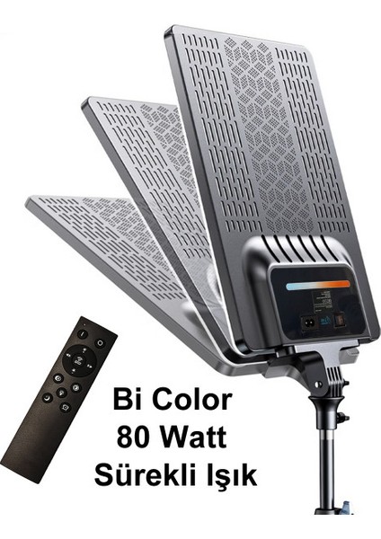 P300T Bicolor Profesyonel Ikili Youtube Yemek Videosu Makyaj Kuaför Işığı 80 Watt LED Video Panel Sürekli Işık