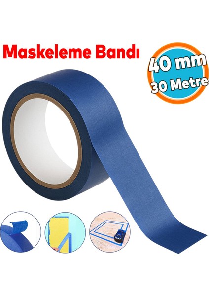 Maskeleme Bandı Mavi Kağıt Bant Boyacı Tadilat 48 mm x 30 M Ahşap Cam Duvar Oto Boya Yüzey Koruma