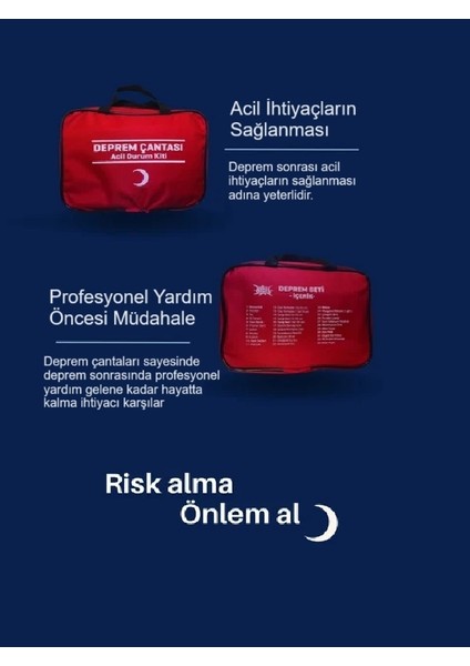 Deprem Çantası Ilkyardım Seti Iki Kişilik Deprem Çantası 60 Ürün 102 Parça Hayatta Kalma Seti