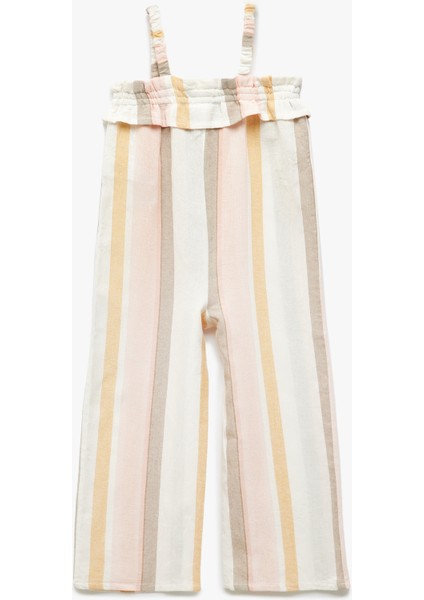 Fırfır Detaylı Kare Yaka Çizgili Askılı Tulum fiyatları