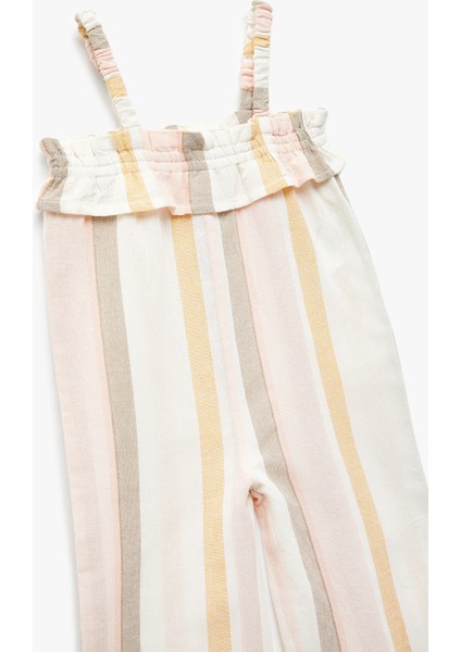 Fırfır Detaylı Kare Yaka Çizgili Askılı Tulum modelleri