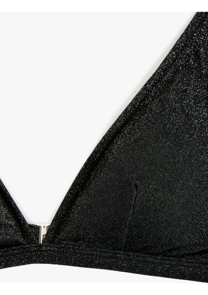 Simli Derin V Yaka Bralet Bikini Üstü