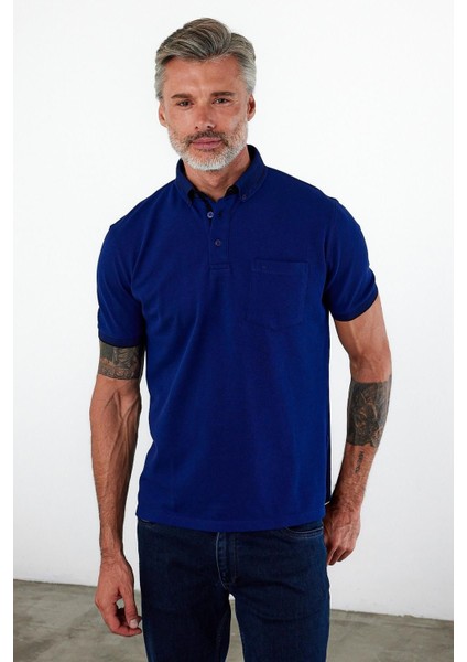 Erkek Basic Polo Yaka Kısa Kol Cepli Düz Yeşil Tişört fırsatları