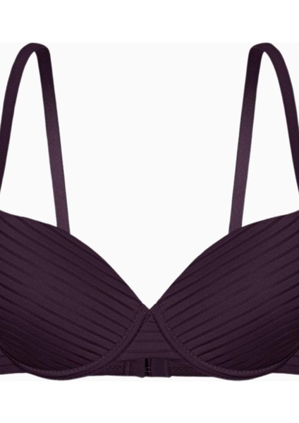 2514 Açık Kahve Çizgili Kumaş Push Up Dolgulu Balenli Sütyen modelleri