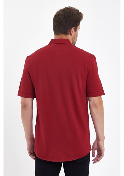Erkek Polo Yaka Kısa Kollu Düğmeli Bol Bakır Gömlek indirimleri