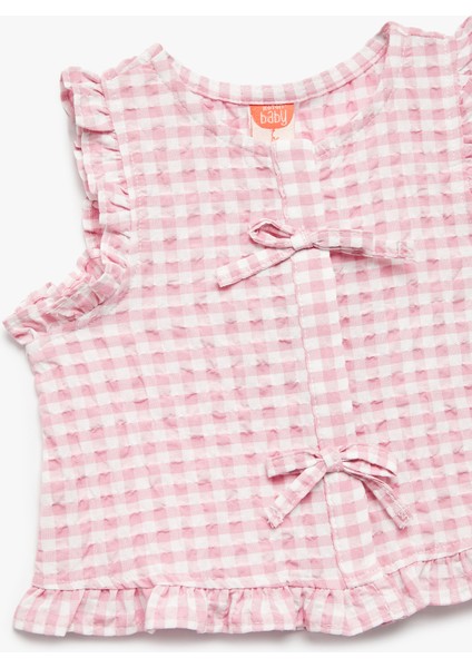 Bisiklet Yaka Kolsuz Fiyonklu Pötikare Bluz modelleri