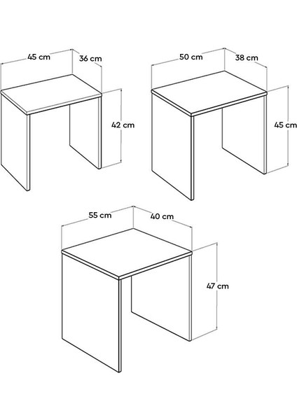 Adore Triple Zigon Sehpa - Sonoma