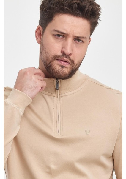 Erkek Kışlık Uzun Fermuarlı Dik Yaka Taş Sweatshirt modelleri