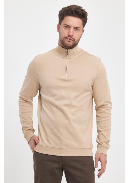 Erkek Kışlık Uzun Fermuarlı Dik Yaka Taş Sweatshirt fırsatları