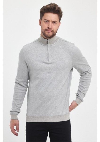 Erkek Kışlık Uzun Fermuarlı Dik Yaka Taş Sweatshirt fırsatları