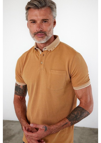 Erkek Basic Polo Yaka Kısa Kol Cepli Düz Yeşil Tişört fiyatları