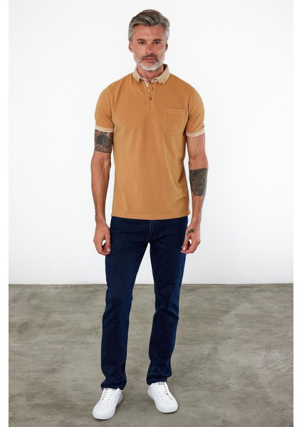 Erkek Basic Polo Yaka Kısa Kol Cepli Düz Yeşil Tişört modelleri