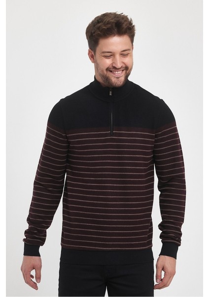 Erkek Uzun Kışlık Dik Yaka Fermuarlı Siyah Sweatshirt modelleri