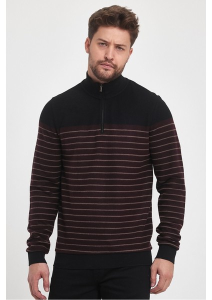 Erkek Uzun Kışlık Dik Yaka Fermuarlı Siyah Sweatshirt fırsatları