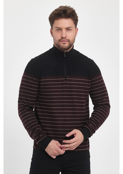 Erkek Uzun Kışlık Dik Yaka Fermuarlı Siyah Sweatshirt indirimleri