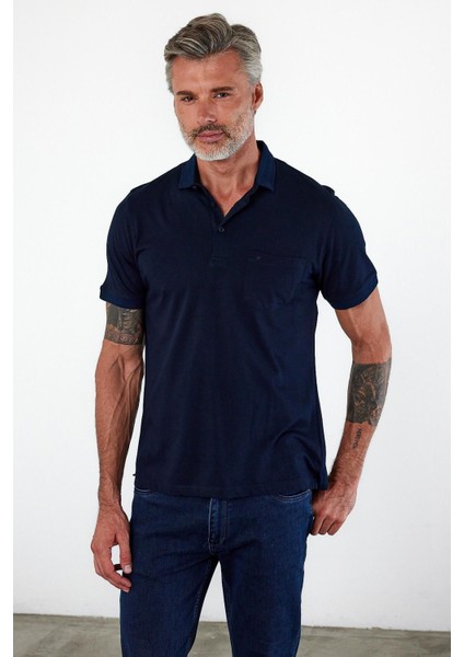 Erkek Polo Yaka Kısa Kol Cepli Tişört Safran